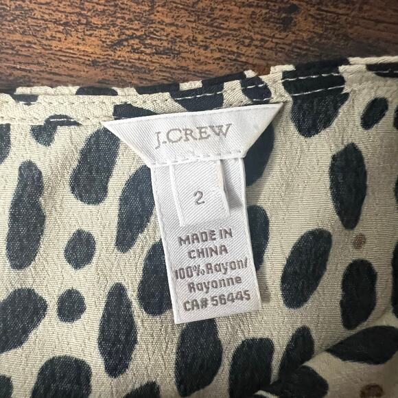J.Crew Women's Animal Print Blouse Sz 2 Long Sleeve Leopard Old Money Neutral - Picture 7 of 9